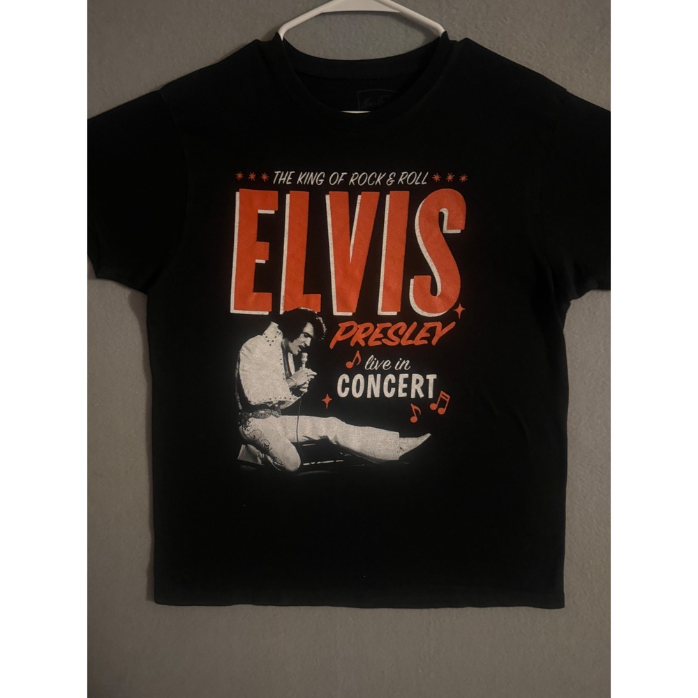 Elvis Presley The King of Rock and Roll Live in Concert Black Graphic T-Shirt M